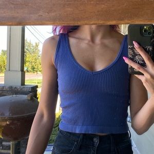 Free People Cropped Ribbed Tank